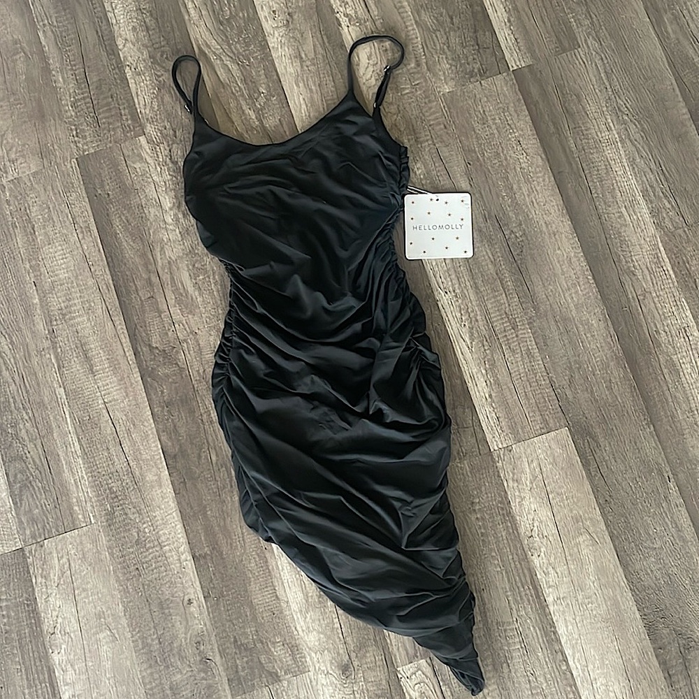 Hello Molly black ruched dress